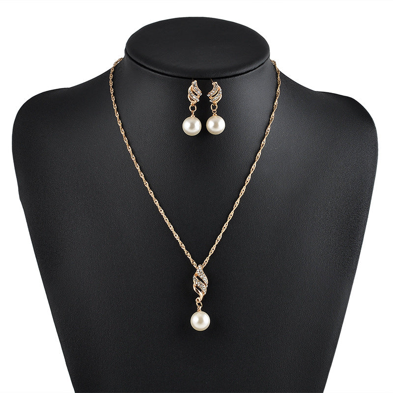 Collana di perle da sposa Valstrend, gioielli da matrimonio europei e americani con orecchini abbinati, elegante per cerimonie