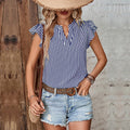 Summer Women's Casual V-neck Striped Shirt