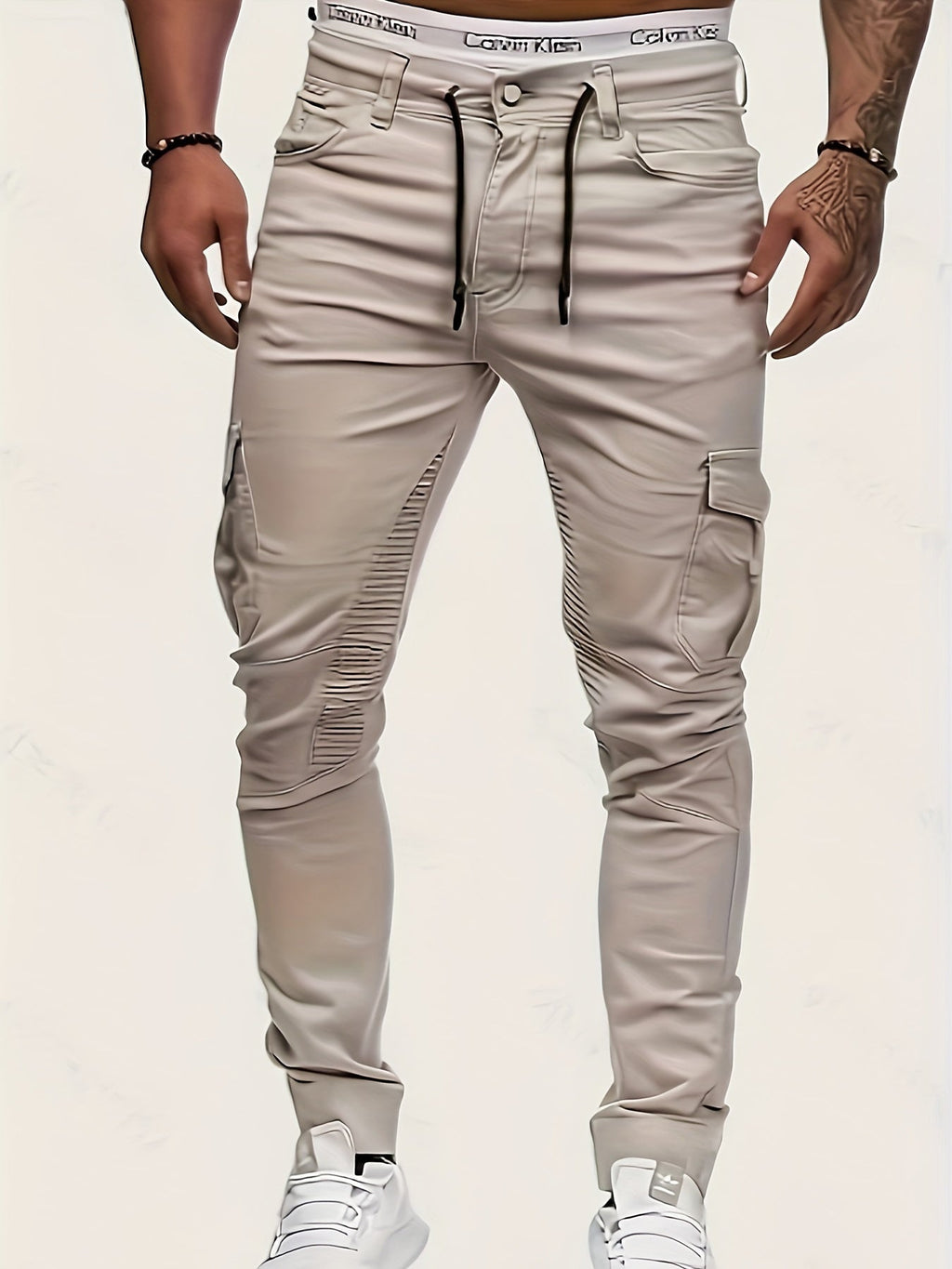 Jeans uomo slim fit in denim elastic, con tasche multiple, colore blu, adatti per tutte le stagioni, lavabili in lavatrice.