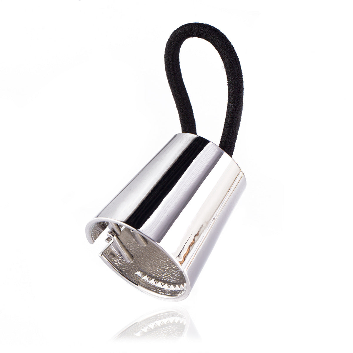 Elastico per capelli in metallo con fibbia a forma di corno grande, accessorio per coda di cavallo, in lega liscia e semplice.