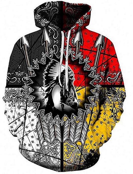 Felpa stampata indiana Valstrend con motivi colorati, comoda e casual, dettagli visibili sulla parte anteriore.