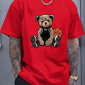 T-shirt uomo Valstrend in cotone con stampa orso, maniche corte, collo rotondo, abbigliamento estivo da uomo.