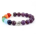 Bracciale chakra yoga in pietra naturale verde Dongling e agata rossa, con testa di Buddha e perline di pietra vulcanica, Valstrend.