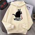 Felpa con cappuccio Killer Black Cat Surprised di Valstrend, nero con stampa gatto sorpreso, vestibilità comoda per uomo.