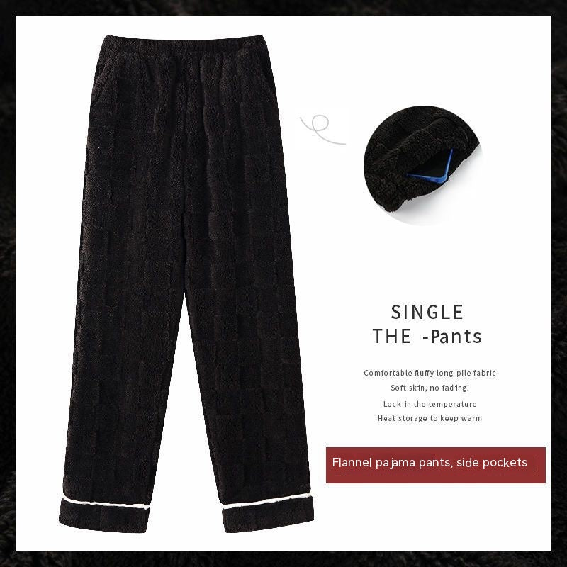 Pantaloni da donna in flanella spessa e caldo per casa, pantaloni morbidi e confortevoli di marca Valstrend.