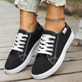 Scarpe da donna casual in tela Valstrend, leggere e traspiranti con lacci, ideali per tutte le stagioni, flat e comode.