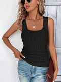 Gilet senza maniche Valstrend, colore solido, colletto quadrato, tessuto a costine, con spalline sottili, ideale per primavera ed estate.