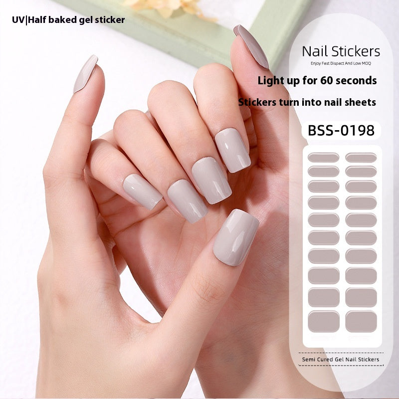 Pure Color Gel Nail Sticker Uv Phototherapy Semi-curing Nail Art Sticker