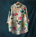 Camicia moda versatili con colletto stampato Valstrend, dettagli di stile e design colorato, vista frontale dell'abito.