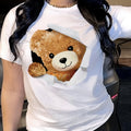 T-shirt donna con stampa grafica, maniche corte e scollo tondo, abbigliamento casual estivo e primaverile di Valstrend Shop