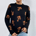 Maglione donna a collo rotondo in jacquard, maglia lavorata a maglia, stile femminile e caldo, marca Valstrend.