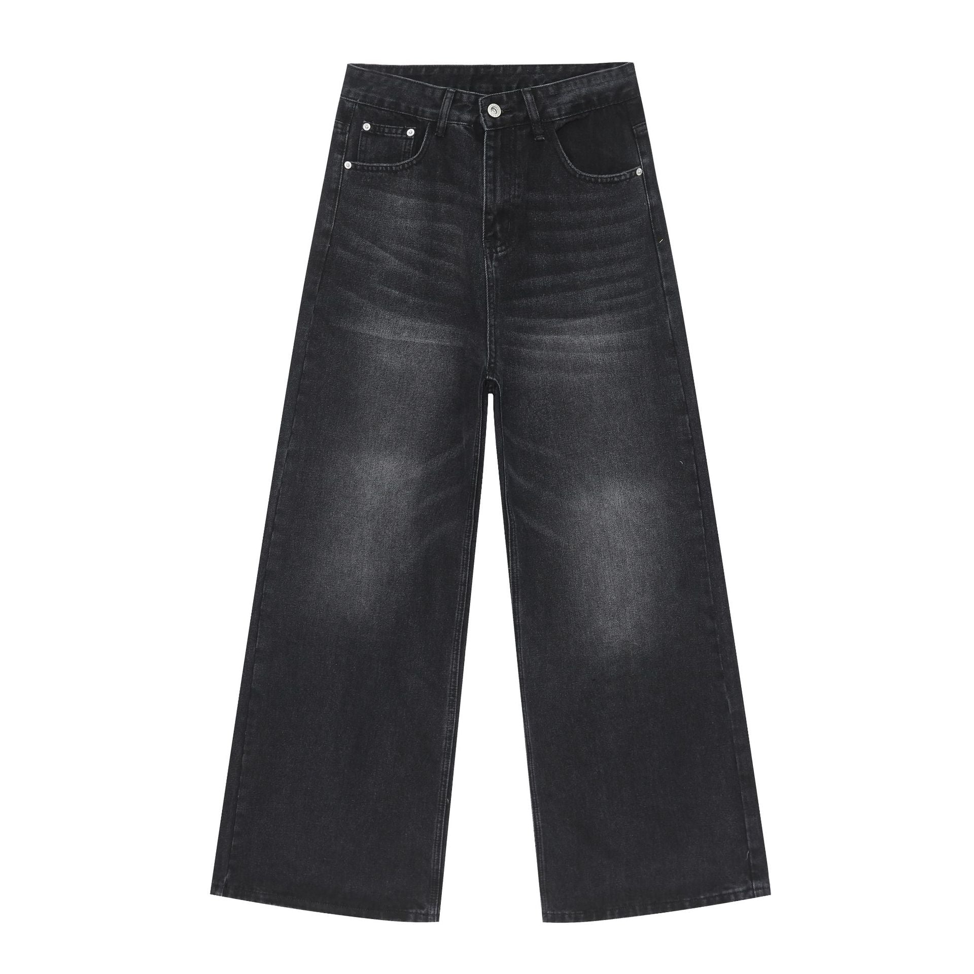 Men's Pu Shuai Korean Version Loose Washed-out Straight Wide Leg Mop Pants