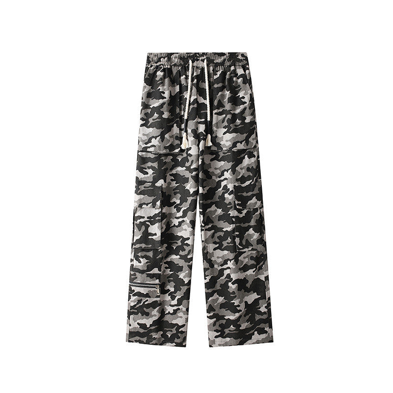 Pantaloni da lavoro a zampa larga in mimetico jungle retrò, marca Valstrend, tessuto resistente e stile vintage.