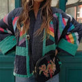Women's Winter Vintage Printed Loose Floral Cotton Coat Jacket Female