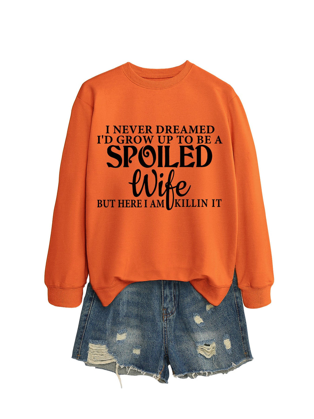 Felpa casual con lettere stampate e girocollo da donna Valstrend, tessuto morbido e comodo, stile moderno e rilassato.