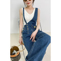 Borsa donna in metallo con fibbia, cintura asimmetrica e jeans con suspender, stile versatile e alla moda di Valstrend shop