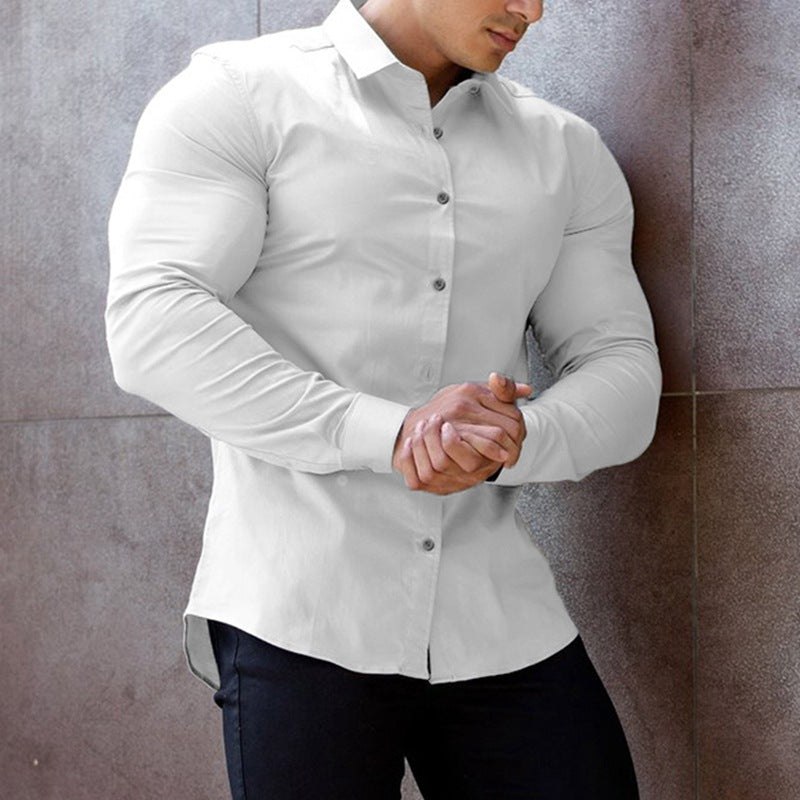 Camicia da uomo bianca a maniche lunghe Valstrend, elegante e anti-rughe, perfetta per look business professionale