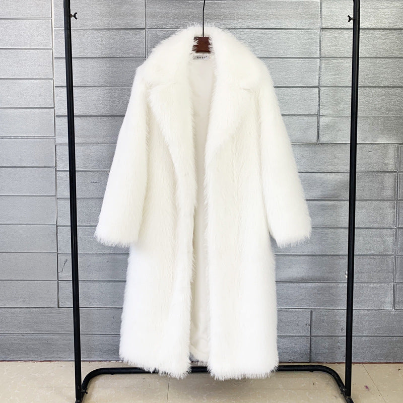 Cappotto da donna autunno-inverno con colletto, rivestimento in pelliccia artificiale ambientale, stile elegante e caldo.