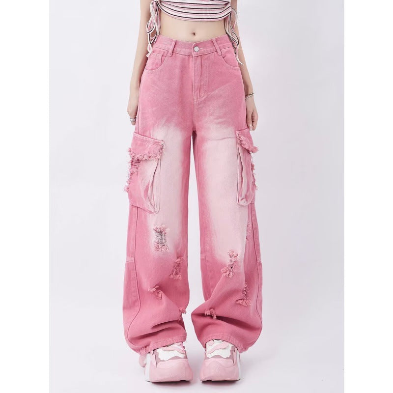 Jeans dritti femminili Valstrend Shop, design Sense Niche, con stile carino e moderno, visibili in primo piano nell'immagine.