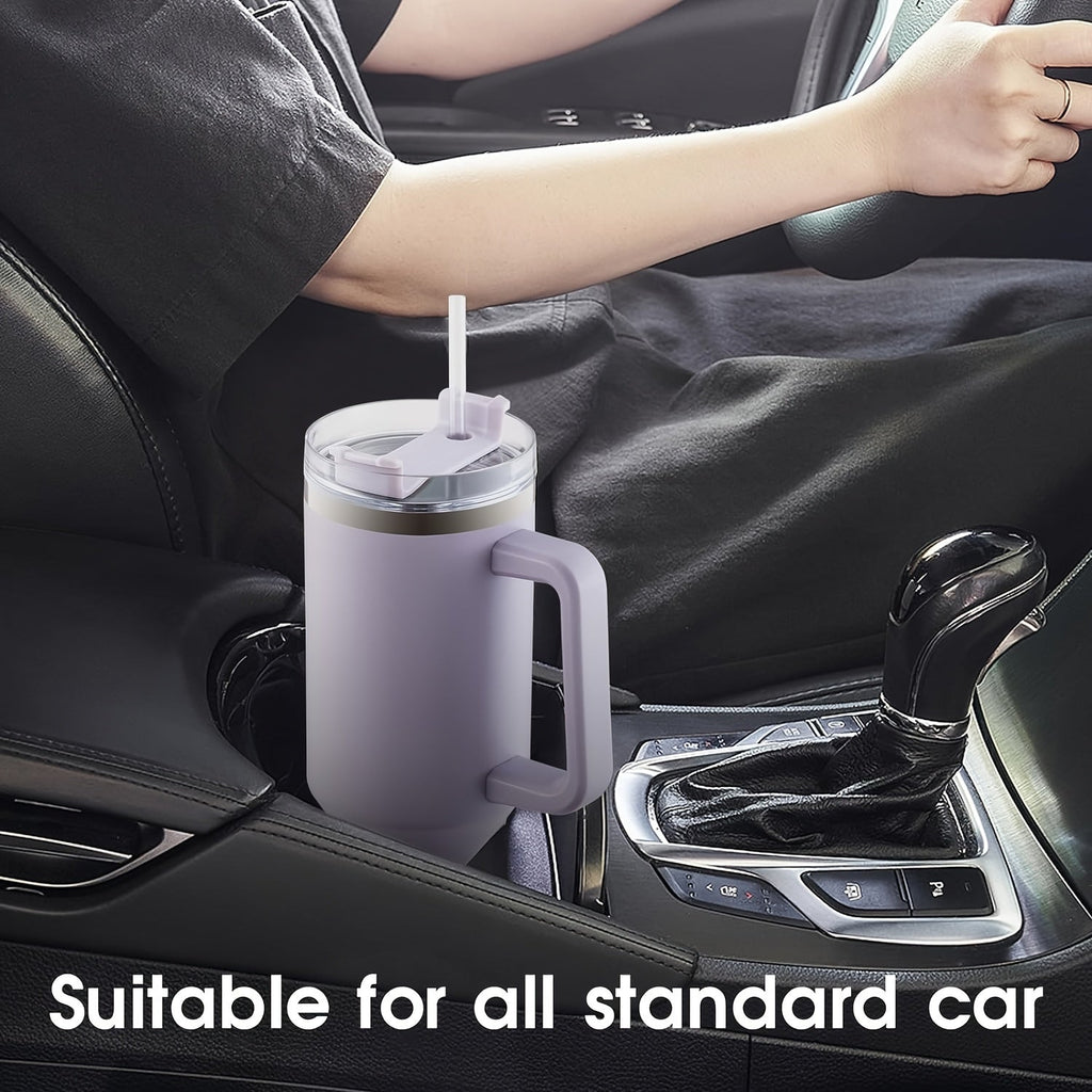 1pc Stainless Steel Tumbler with Lid and Handle, 40oz Insulated Travel Mug with Straw - Leakproof Drinking Cup for Car, Office & Home - Suitable for Various Models, Durable Drinkware, Ideal for Gifting