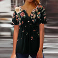 T-shirt donna Valstrend con stampa digitale 3D a pieghe, collo rotondo e stile moderno, visibile in questa immagine.
