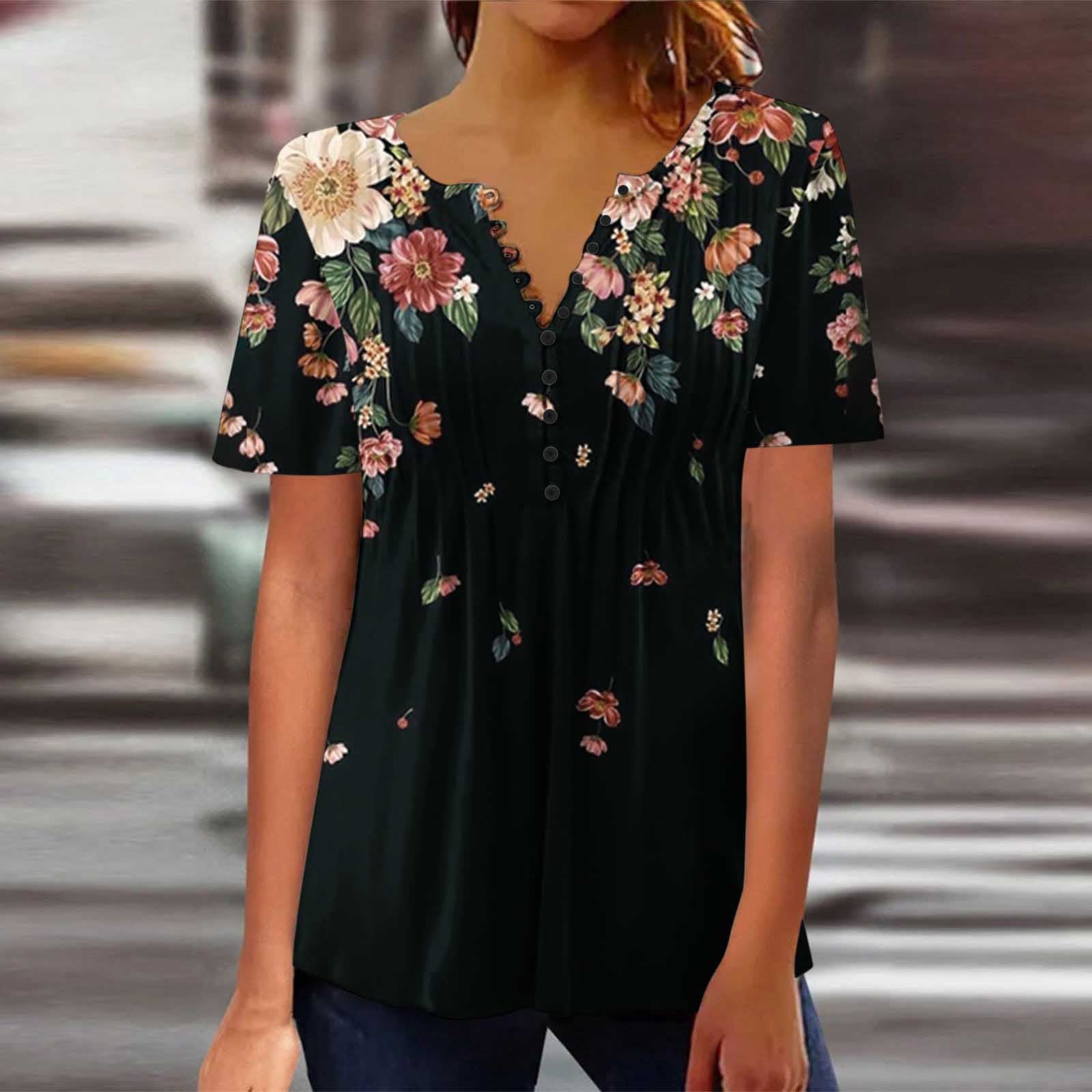 T-shirt donna Valstrend con stampa digitale 3D a pieghe, collo rotondo e stile moderno, visibile in questa immagine.