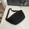 Borsa messenger da donna Valstrend, semplice e versatile, grande capacità, in pelle nera con tracolla regolabile.