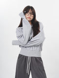 Pullover grigio con mezza zip Valstrend, maglione non cappuccio con collo alto e tasche frontali, stile casual e comodo.