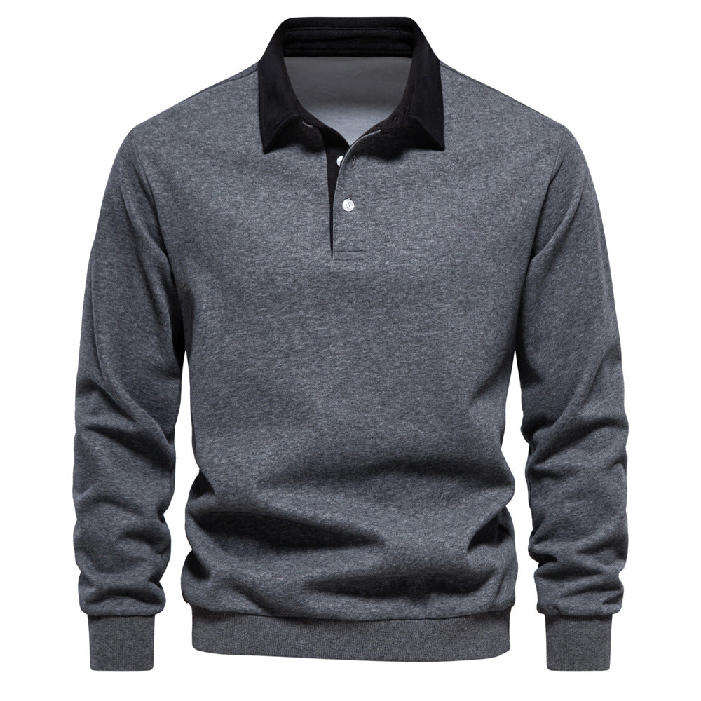 Felpa con collo polo a maniche lunghe Valstrend, stile trendy europeo, tessuto morbido e comodo, taglia europea.