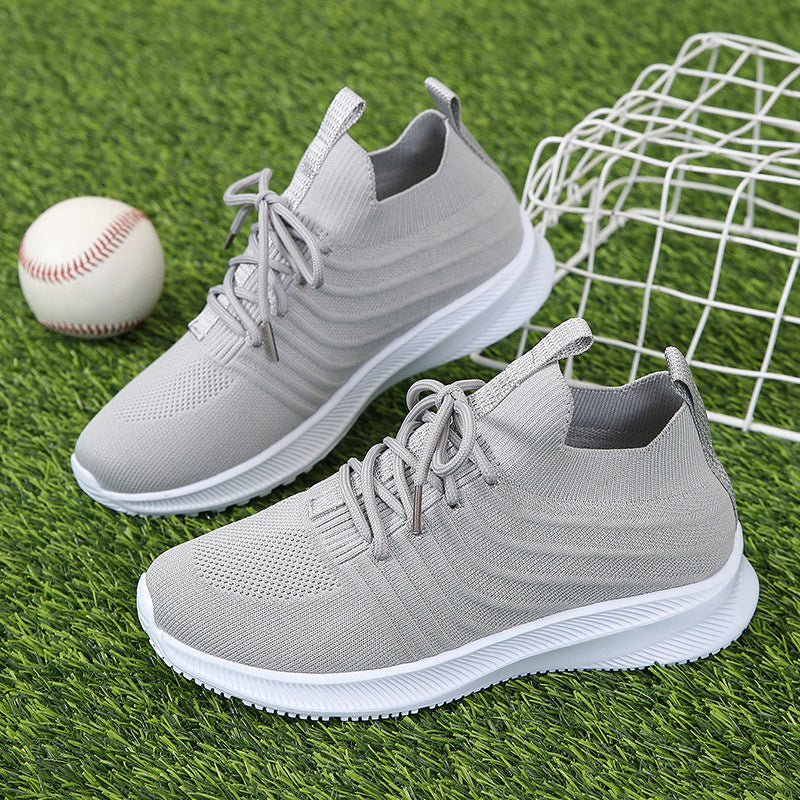 Scarpe da donna Valstrend sneakers primavera leggere, traspiranti con suola spessa e lacci, colore solido e comodo.