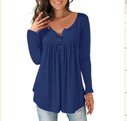 Women's Printed Plus Size Deep V Pullover T-shirt