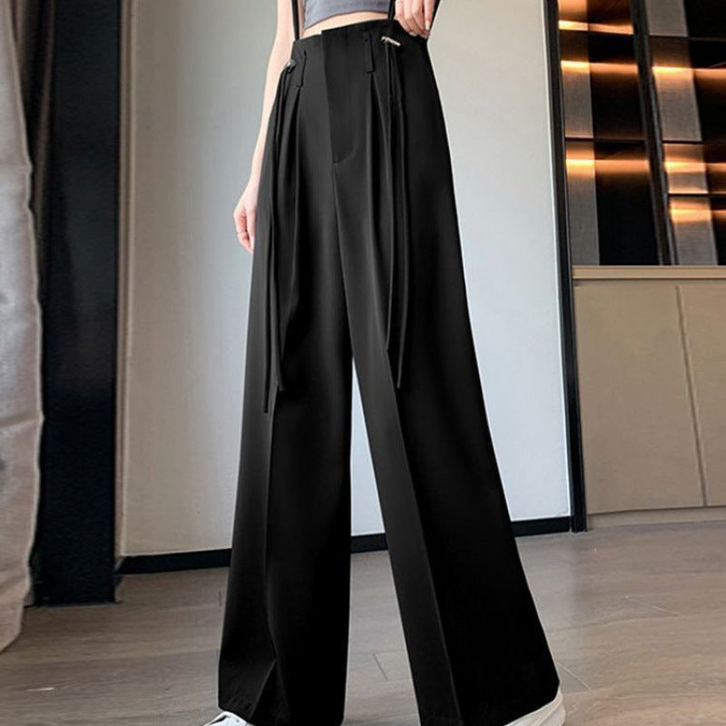 Pantaloni a sigaretta con vita regolabile Valstrend, larghi, in tessuto morbido per primavera e autunno, stile elegante e confortevole