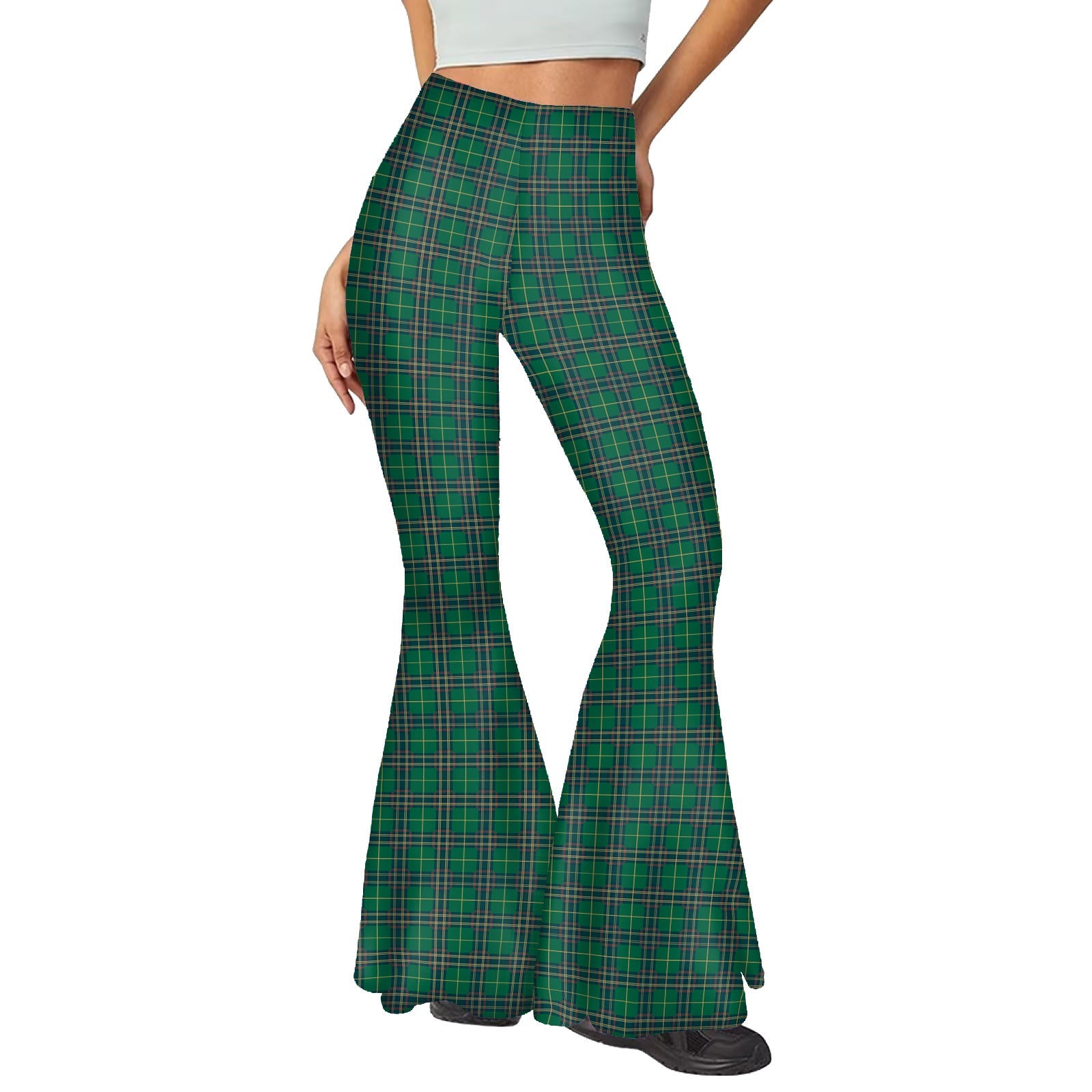 Pantaloni a campana casual donna Valstrend con stampa digitale 3D, tessuto morbido e stile moderno, visibili in primo piano
