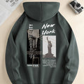 NEW YORK Print Hoodie, Cool Hoodies For Men, Men's Casual Pullover Hooded Sweatshirt With Kangaroo Pocket Streetwear For Winter Fall, As Gifts