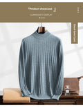 Maglione maschile Valstrend in jacquard di grano spesso, collo alto e tinta unita, tessuto caldo e morbido, stile elegante e confortevole.