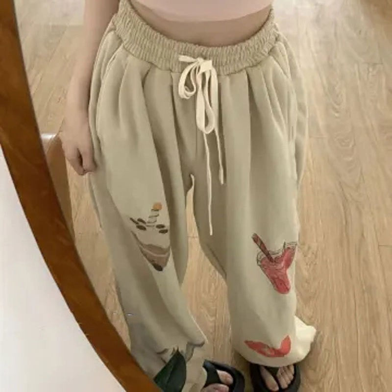 Pantaloni jogger casual con stampa design per donna, in morbido tessuto, marca Valstrend Shop.
