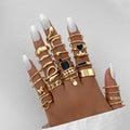 27-Piece Simple Ring Set For Women, Simple Vacation Style With Black Square Heart Designs, Hollow Snake Chain Rings, Casual Party Accessories, Ideal Jewelry Gift For Dates Holidays For Women