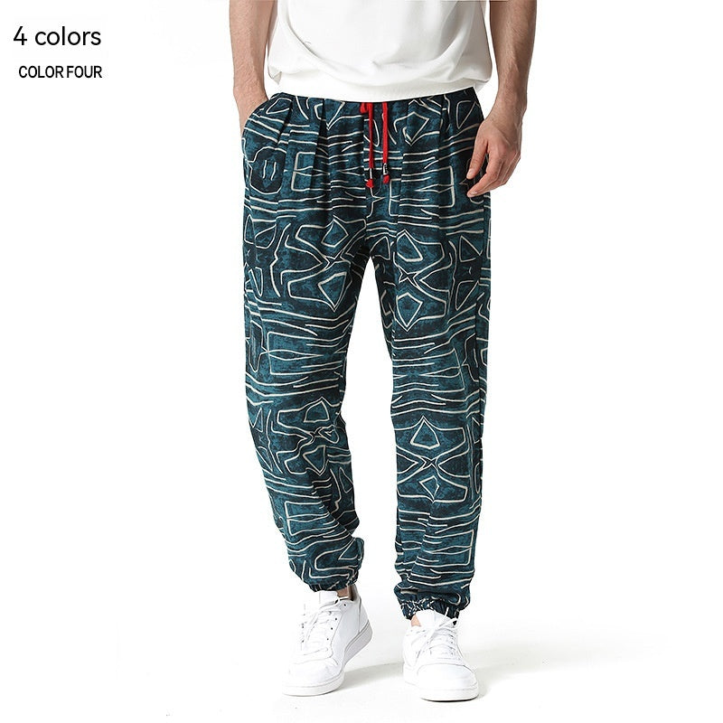 Pantaloni casual da uomo Valstrend in cotone e lino, stile comodo e leggero, con tasche e vestibilità rilassata.