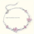 Pink Floral Pendant Necklace, Artificial Stone, Suitable For Women 15+, Perfect Gift For Birthday