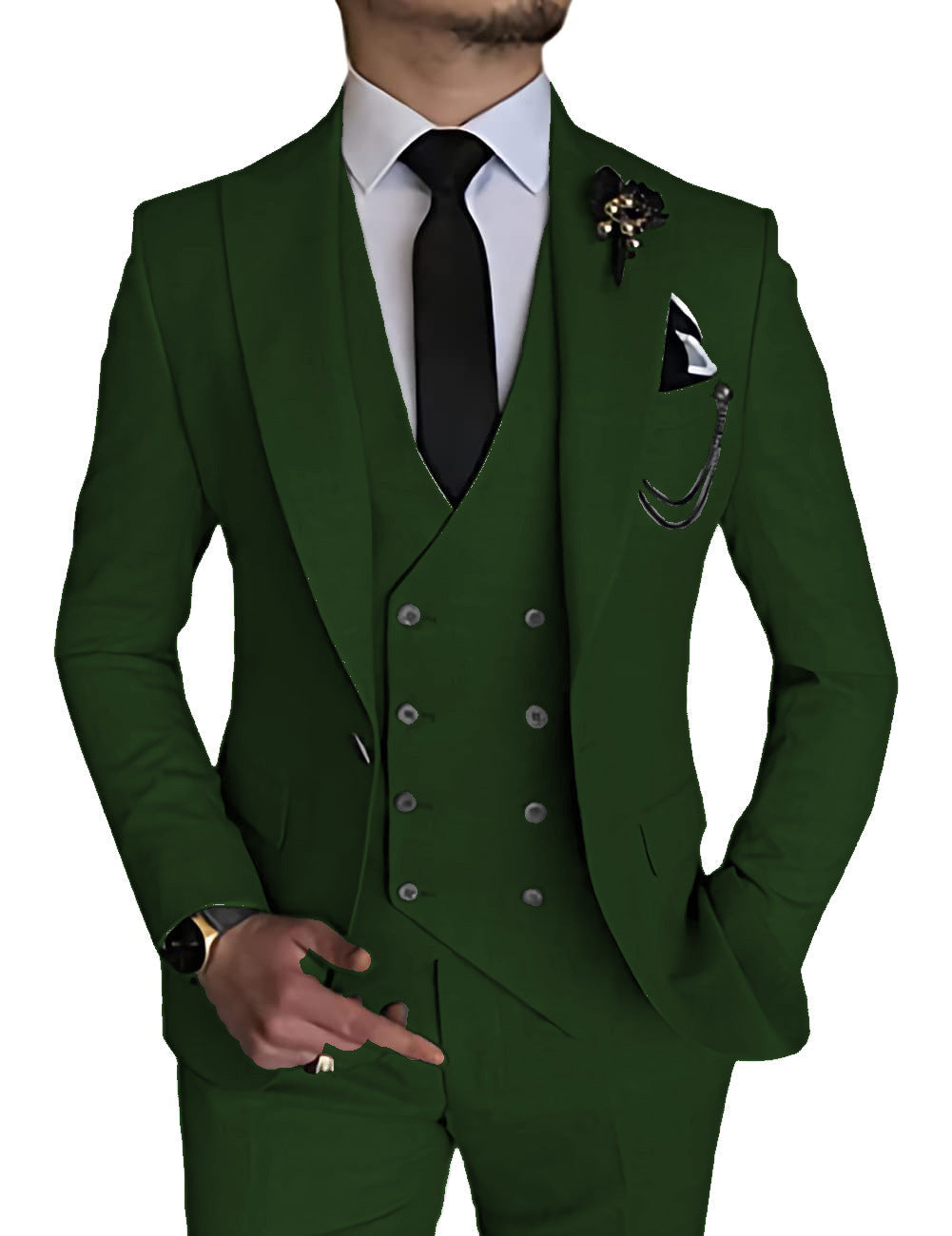 Completo da uomo business casual Valstrend, giacca, gilet e pantaloni abbinati in tessuto elegante e classico.