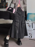 Gonna a tubino in jeans blu con pieghe per donna, ideale per autunno e inverno, di marca Valstrend shop.