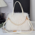 Chic Faux Fur Shoulder Bag for Women - Versatile Plush Underarm Purse with Magnetic Closure, Available in Bright Pink, Khaki, Coffee, White, Black