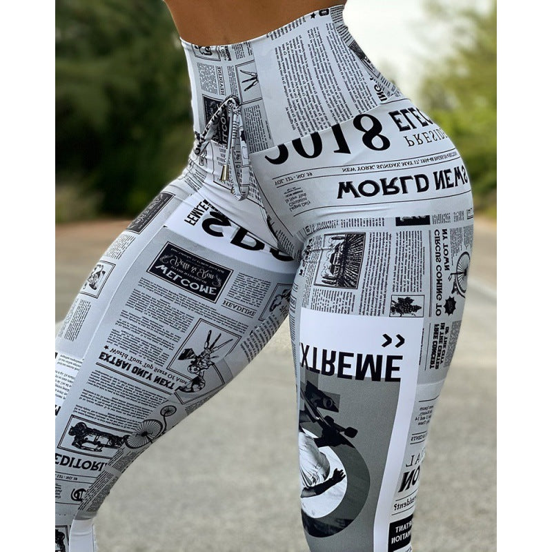 Pantaloni yoga a vita alta Valstrend shop, stampa digitale, elasticizzati e aderenti, ideali per sport e relax.