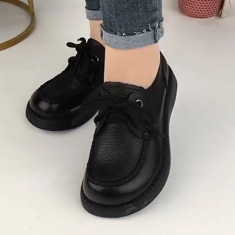 Décolleté basse con suola rialzata Valstrend, scarpe mocassino in pelle morbida e comoda con suola spessa e piatta.