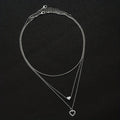Set di collane a cuore a strati per donna, 3 pezzi, pendenti a cuore vuoto in lega di zinco, stile semplice per ogni occasione.