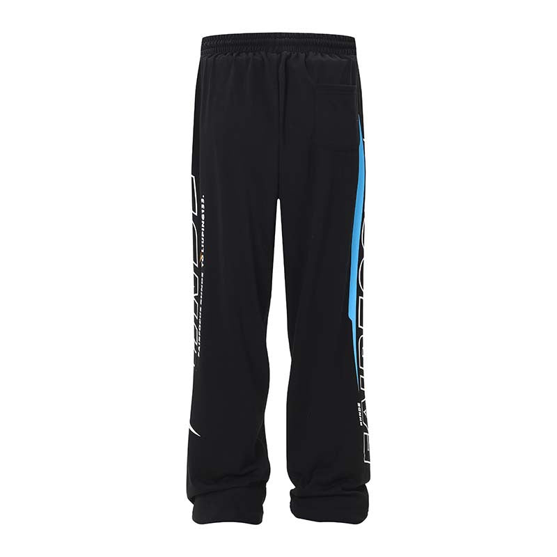 Pantaloni sportivi retro biker con lettere stampate, uomo e donna, stile corsa, marchio Valstrend shop.