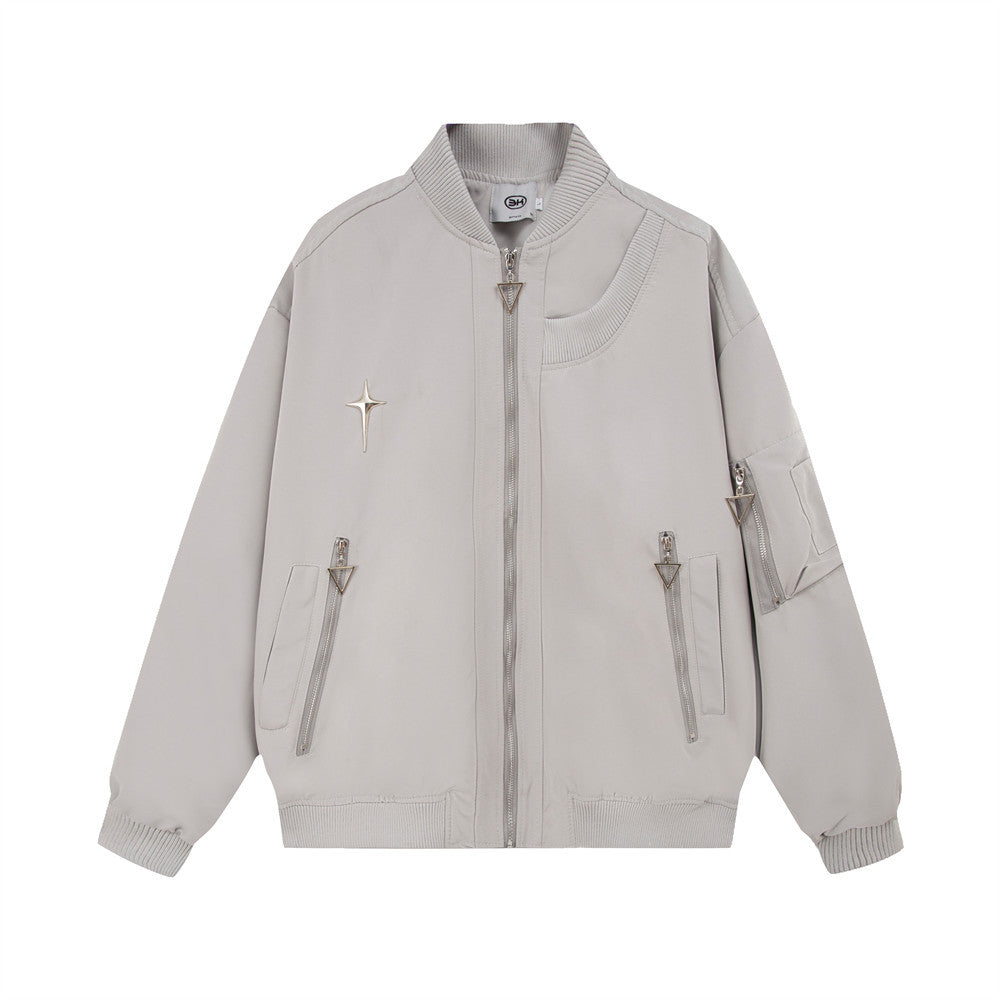 Giacca bomber uomo con decorazioni a croce e dettagli in stile flight, stile casual e moderno, marca Valstrend shop