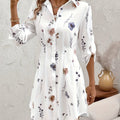 Vestito floreale da donna Valstrend con maniche lunghe, bottoni e tessuto leggero in poliestere, ideale per primavera e autunno