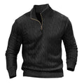 Maglione da uomo a maniche lunghe Valstrend con collo rotondo, tessuto morbido, colore blu, indossato su un modello.