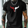 Red Cow Pattern Print Men's Fashion Comfy Breathable Novelty T-Shirt New Casual Top Round Neck Short Sleeve Tee For Spring Summer Holiday Leisure Vacation